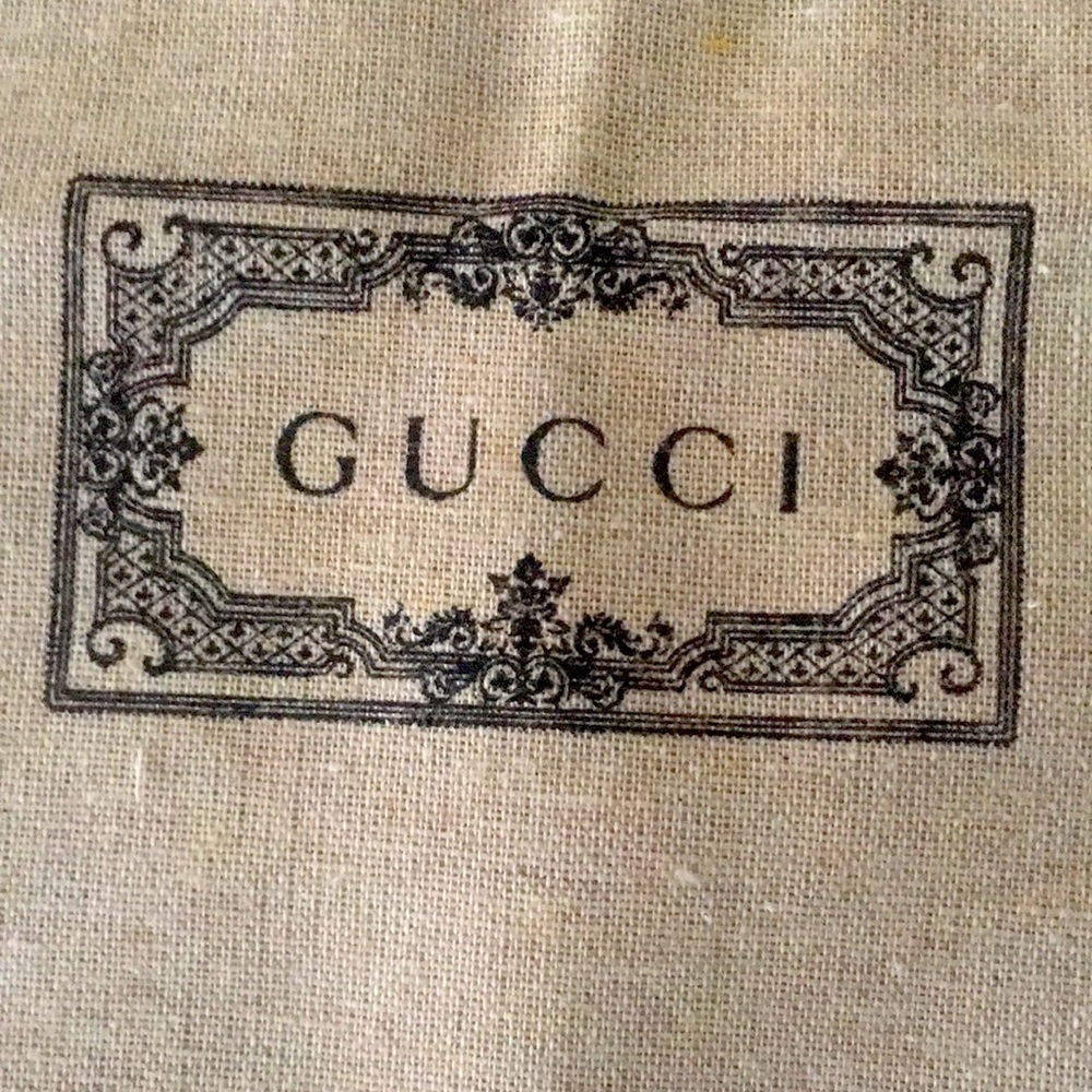 Gucci Authentic Large Dust Bag Replacement Tan Black Logo NWOT 17.5x11.75